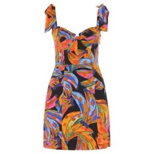 FARM Rio Linen Blend Rainbow Bananas Mini Dress